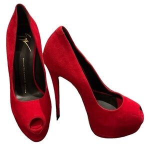 Giuseppe Zanotti Red Peep Toe Heels